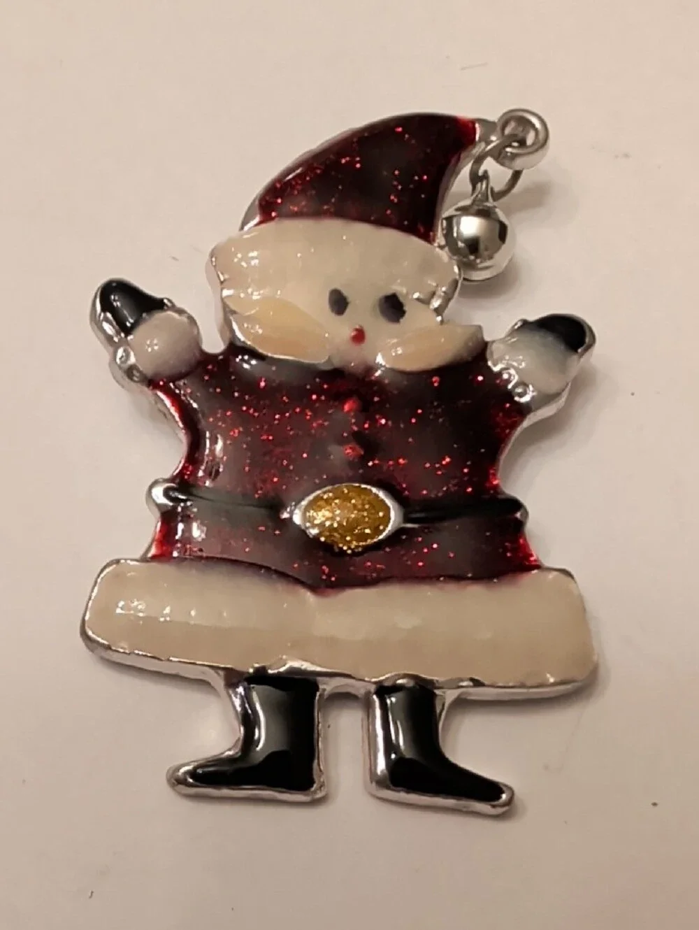 Festive Red Glitter Santa Pendant Charm for Women